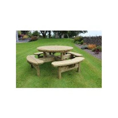 round table picnic eight seater wooden